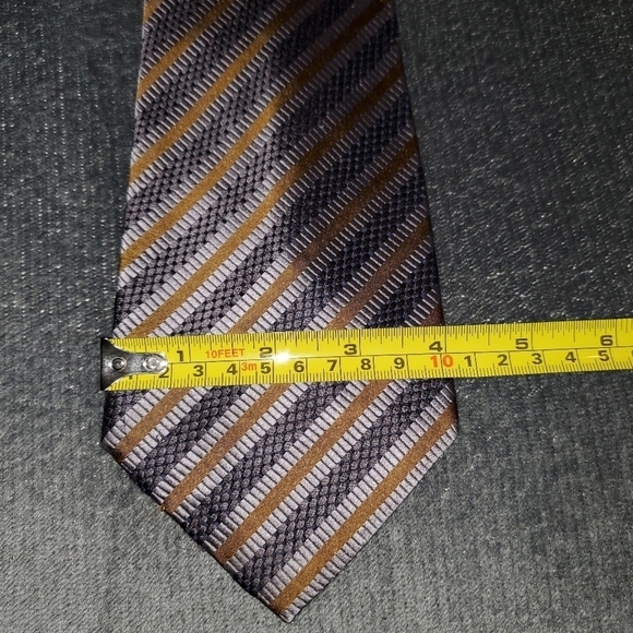 Yellow & silver striped tie NEW - Picture 4 of 7